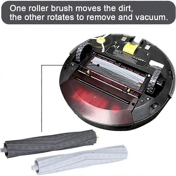 2 Gummiborstkit för iRobot 800 & 900-serien Robotdammsugare, Ersättningsrulleborste för Roomba 850 860 861 866 870 880 890 960 980
