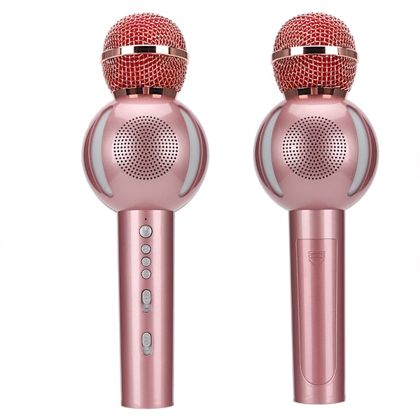Multifunktionel Bluetooth trådløs mikrofon til telefon til karaoke (rosaguld)