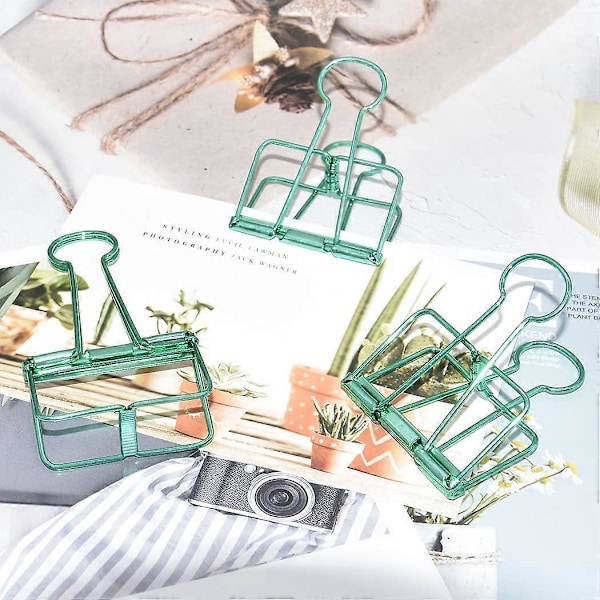 Ekstra Store Papirclips 5 cm, Store Grønne Papirklemmer til Kontorartikler (15 stk.)