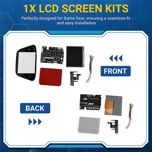 V4 IPS OGS LCD-skjermsett for Game Gear Full Screen V4.0 svart
