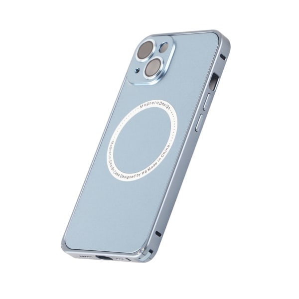 Magnetisk phone case för IOS-telefon 14 360 graders skydd Reptåligt professionellt cover Blå