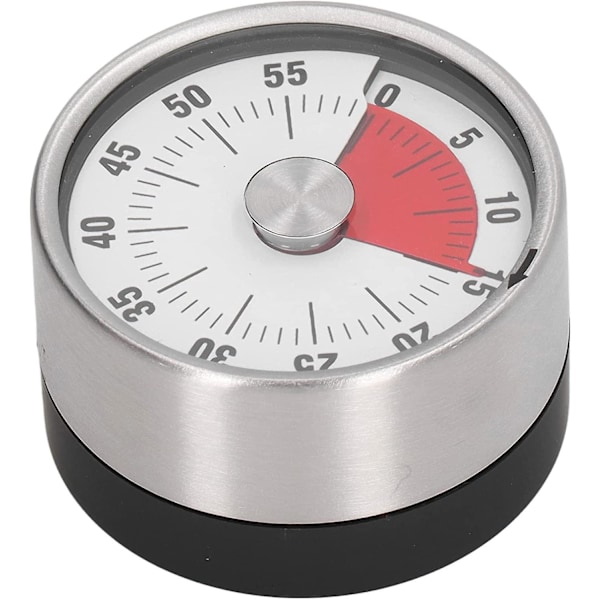 Mekanisk Timer, Magnetisk Timer, 60 Minutters Nedtællingstimer med Lydalarm og Rustfri Stålramme til Køkken