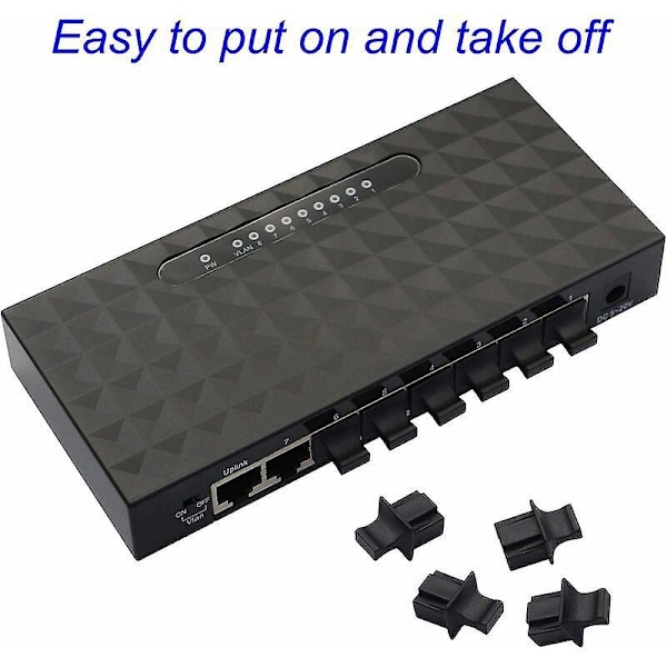 RJ45 Ethernet Hub Port Støvhette Beskytter fra FENGQLONG 50 stk Svart