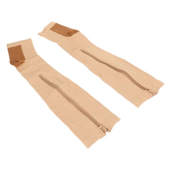 2st Dragkedja Kompressionsstrumpor Hög Stretchig Andningsbar öppen tå Kompression Vadstrumpa för promenader Löpsport L/XL
