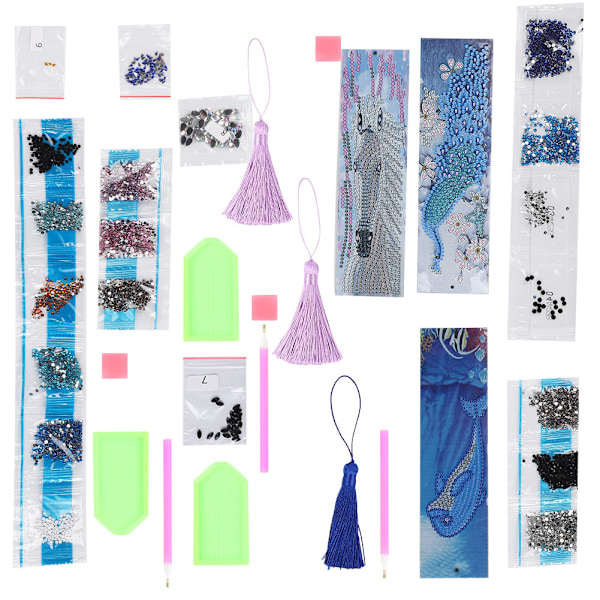 3 st DIY Diamantmålning Bokmärken med Tassel för Vuxna Blanka Diamanter Konstset