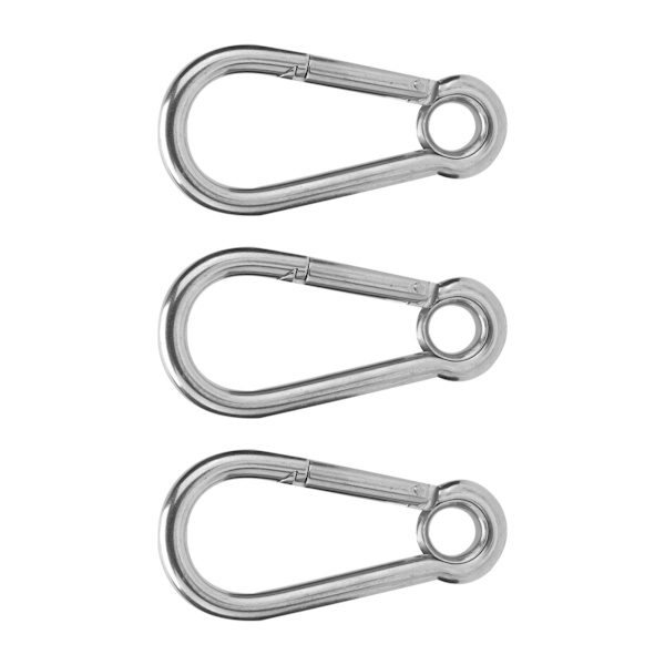3 stk trykkkrok i rustfritt stål fjærkarabinkrok med ring sikkerhetstau tilbehørM11(11mm)