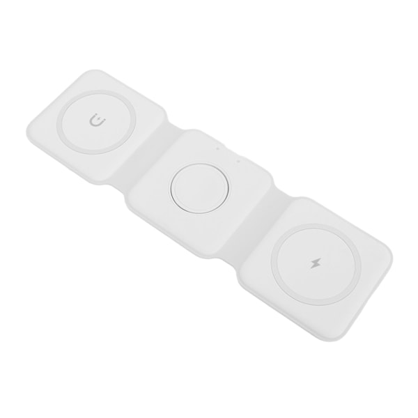 3 i 1 trådløs lader for iPhone magnetisk sammenleggbar 3 i 1 ladestasjon reiselader for flere enheter hvit