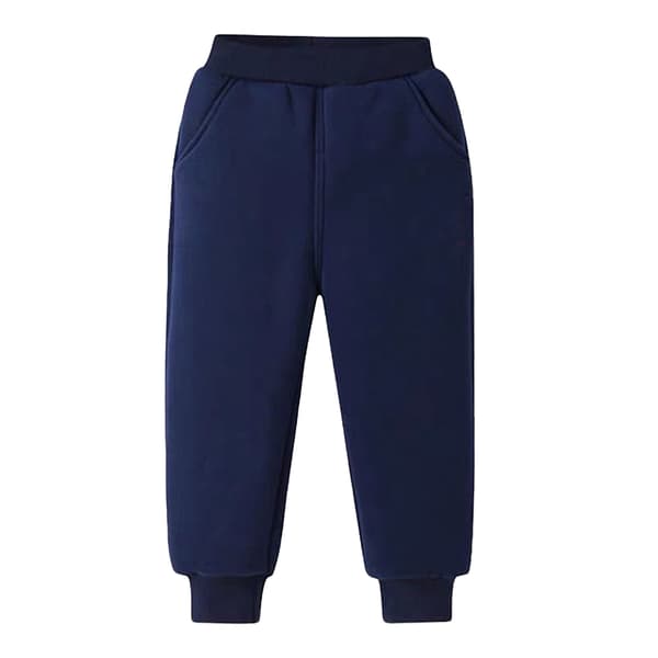 Fleecejoggebukse for barn, elastisk midje, supermyk bomull, uformell varm fleecebukse for utendørs vinter, blå M