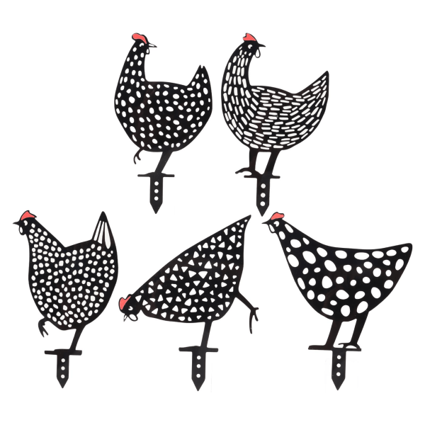 5 stk hane silhuett akryl uthulet assortert stil rike detaljer svart hane staker for hage bakgård gangsti