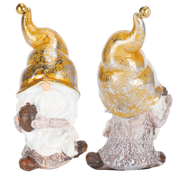 2 stk. Resin Santa-statue Ornamenter Jul Hvit Skjegg Skog Menn Håndverk Dekorasjon Gave