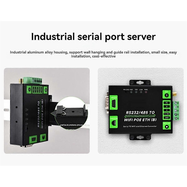 Seriel Server RS232/485 til WiFi Almindelig Netværksport B33