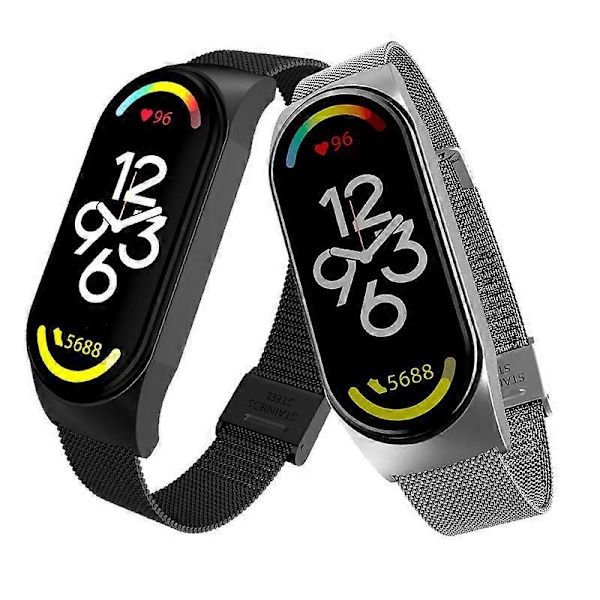 Pakke med 2 armbånd til Xiaomi Mi Band 7, Xiaomi erstatningsarmbånd 304 rustfrit stål urrem armbånd strækbart rustfrit stål til Xiaomi A