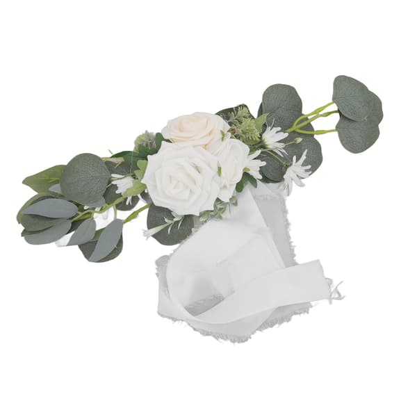Bröllopsstolsblomma Vit Bröllopsstol Ryggdekoration Konstgjorda Blommor för Festfotografering
