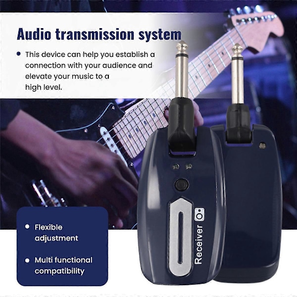 Trådlöst gitarrsystem USB Uppladdningsbar Gitarrsändare Mottagare, A
