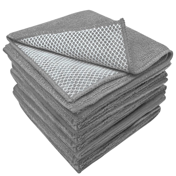 Harmaa mikrokuituliina - 6 kpl, 30x30 cm: imukykyinen, nopeasti kuivuva, uudelleenkäytettävä puhdistusliina keittiön siivoukseen ja pesuun