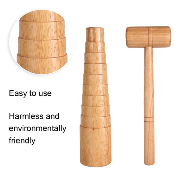 2st / set Trä Mandrel Sizer Smyckestillverkning Justera Armbandsstorlek Mätsticka Hammare Verktygssats