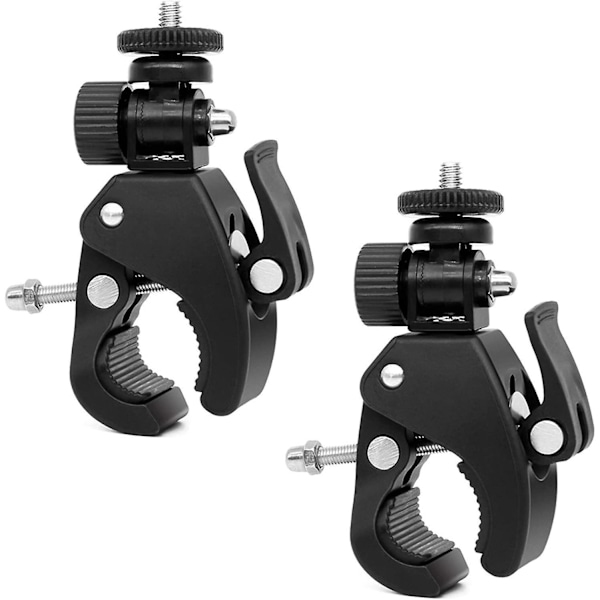 2 Stykker Multifunktionel Dobbelt Kugleadapter med Bundklemme og Standard 1/4\" Skrue til Kamera, Flash, Tripod, DV Monitor, LED Lys.