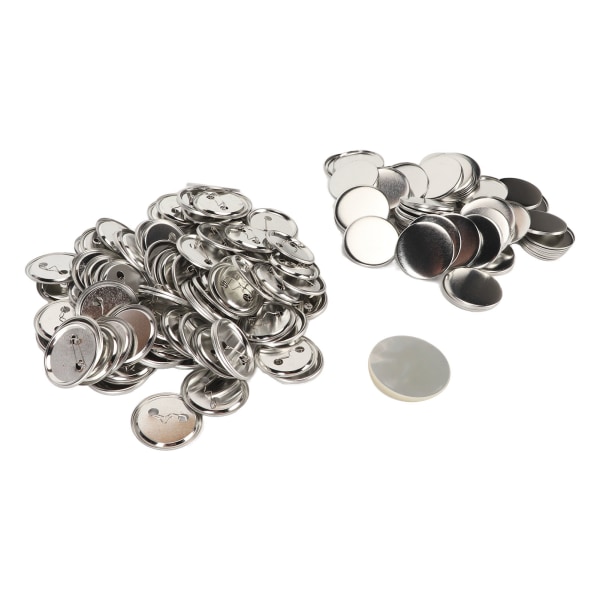 100 Set Pin Back Button Delar Blank Jämning Metall Hållbar Clip Button Making Supplies för Badge Craft DIY 50MM