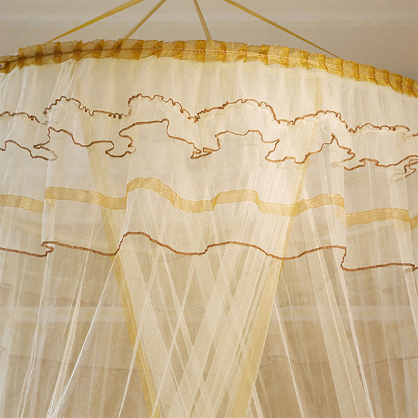 Åndbar Rund Himmel Sengeseng Myggenet (Beige)