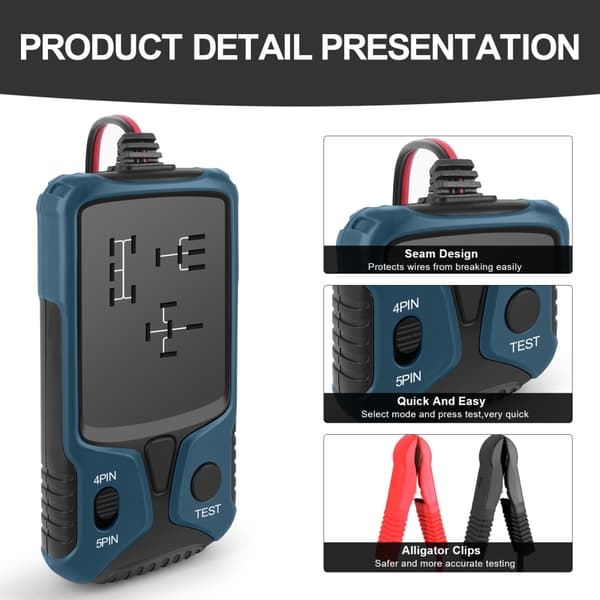 12V Bilrelé-tester Batteritester Bil Elektronisk Relé-tester LED-lysindikator Bilbatterikontroller