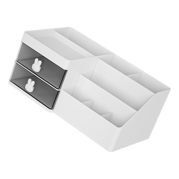 Kosmetisk arrangør med skuffer Flere rum Plastik Stor kapacitet Makeup display etui til læbestifter Smykker Hvid