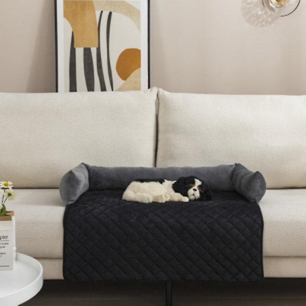 Luksuriøs vandtæt kæledyrssofa seng med skridsikkert design 90X135CM GRÅ SORT