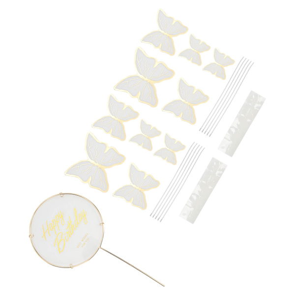 3 sarjaa perhoskakkukoriste 3D-väriperhoskakkukoristekortti Cupcake Topper syntymäpäivä hääjuhlan koriste valkoinen