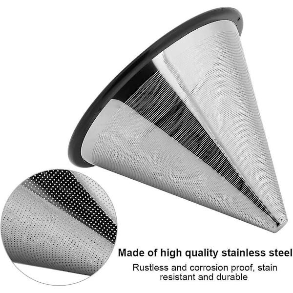 Genanvendelig rustfrit stål pour over kaffefilter mesh drypper langsom brygning kaffekone