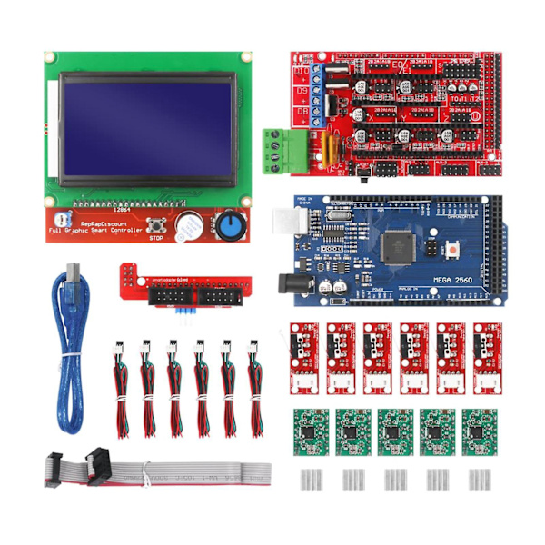 3D-skrivarkontrollerkit RAMPS 1.4+2560 Kort+A4988 Stegmotordrivrutin