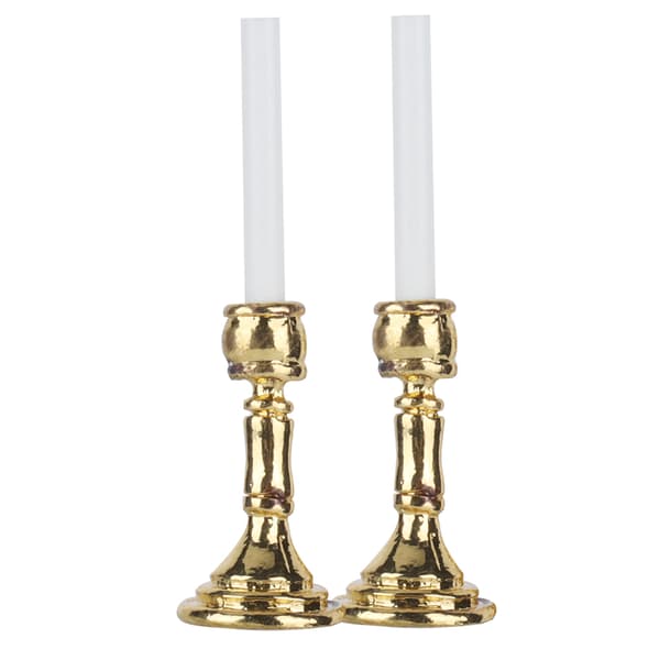 1 par 1:12 Dockhus Gyllene Ljusstake Miniatyr Simulerad Ljusstake Leksaksdekoration