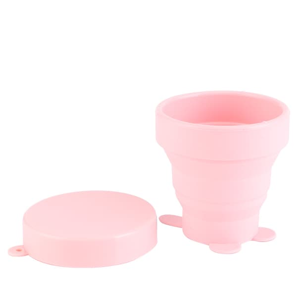 Bärbar hopfällbar vattenkopp i silikon, hopfällbar resemugg för utomhuscamping picknick 170 ml rosa
