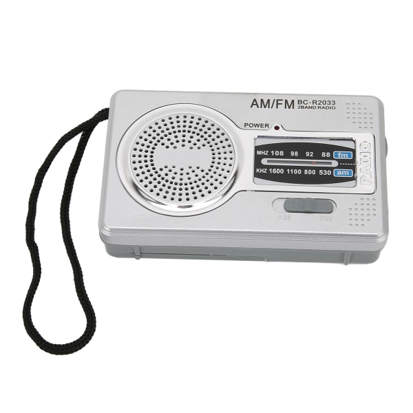 AM FM -transistoriradio DSP-siruilla, kannettava taskukokoinen miniradio kaiuttimen ja kuulokeliitännän kanssa, hopeaharmaa