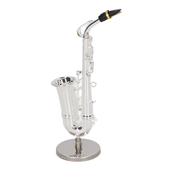 Alto Saksofon Ornament Mini Saks Dekorasjon Musikk Instrument Modell Gave med Boks Base 14cm