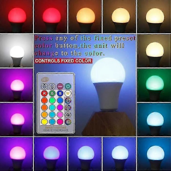 15w - 15w LED RGB E27 Pære Energibesparende, Stroboskopisk Blink, Justerbar Lysstyrke, RGBW Lampe Med -DGZD