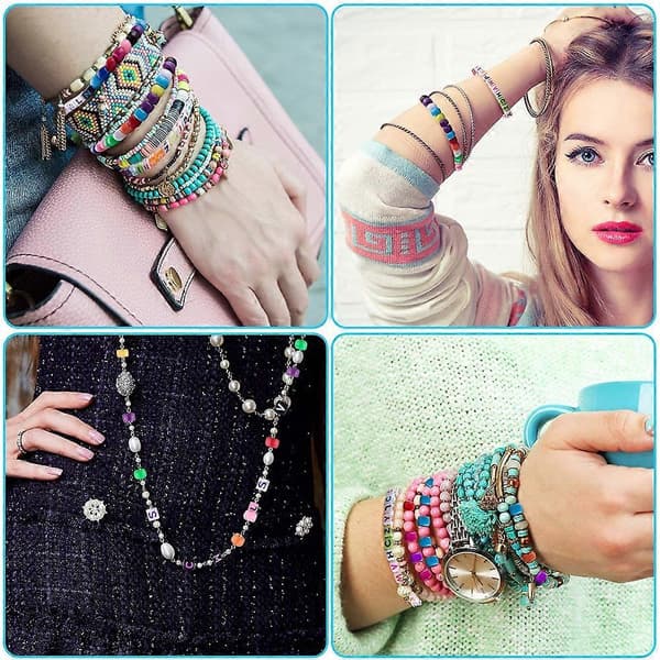 Akryl Bokstavspärlor DIY Set DIY Pärlade Armband Tillbehör med Elastiskt Rep Pincett 24 Grid