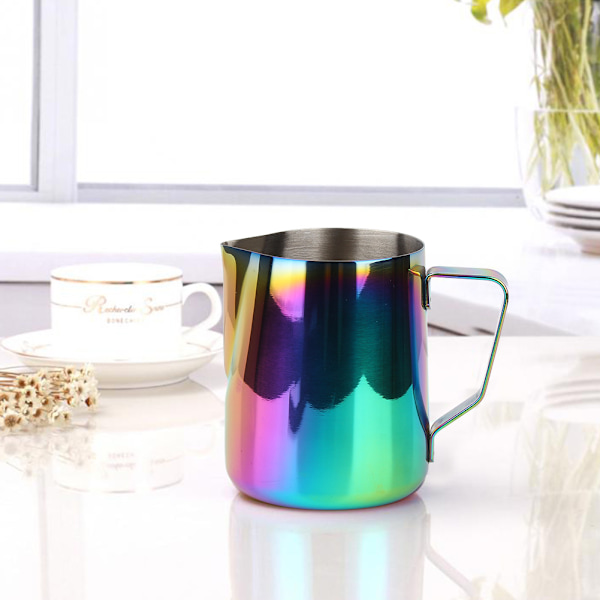 Rustfrit Stål Farverig Kaffe Kande Mælkeskummer Pot Espresso Latte Art Kande Kop (600ml)