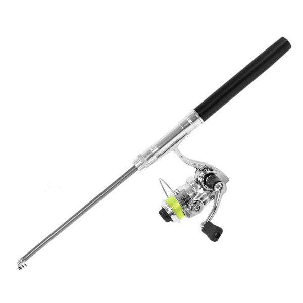 Bärbar Mini Pen Forma Fiske Spö Stång Fick Retractable Fiske Spö med Rulle HjulSvart