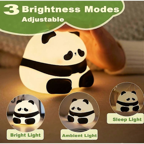 Sød Panda Natlampe, LED Squishy Nyhed Dyre Natlampe, 3 Niveauer Dæmpbar Børnelampe, Panda Huahua_SZXM