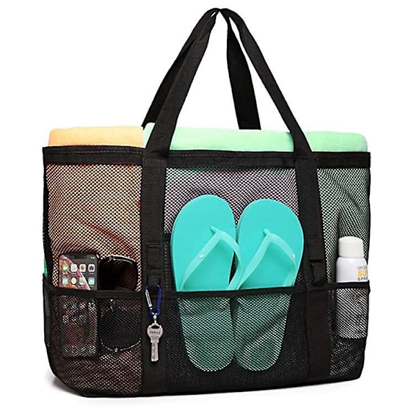 42*38*20cm Ekstra Stor Strandveske i Mesh for Vannleker, Sammenleggbar