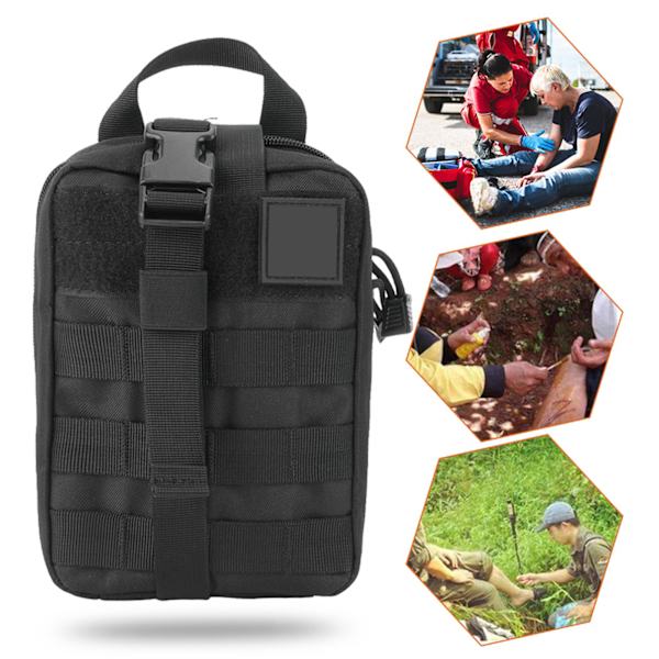 Udendørs højkvalitets rejsenødoverlevelsestaske Rescue Medical Pouch Pack (sort)