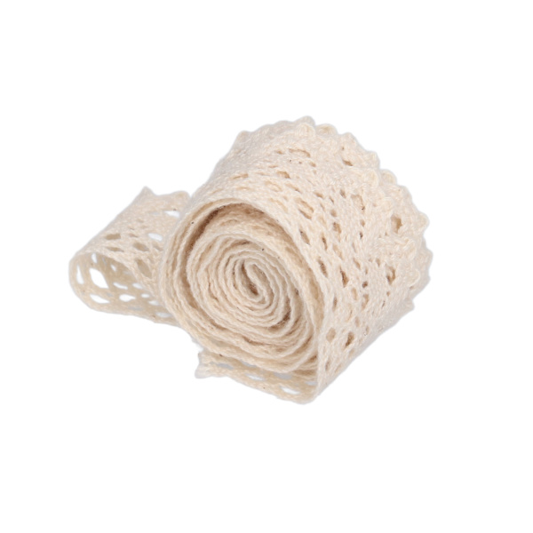 Spetsband DIY Bomullsnät 2,5 cm Bredd 20 Yards Utsökt spetskant för Gardinkläder Bordsduk PresentdekorationBeige
