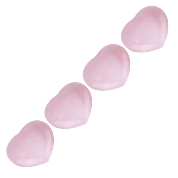 4 stk Rose Quartz Utskåret Hjerteformet Rosa Krystall Healing Stone Halvedel Edelstein Dekor