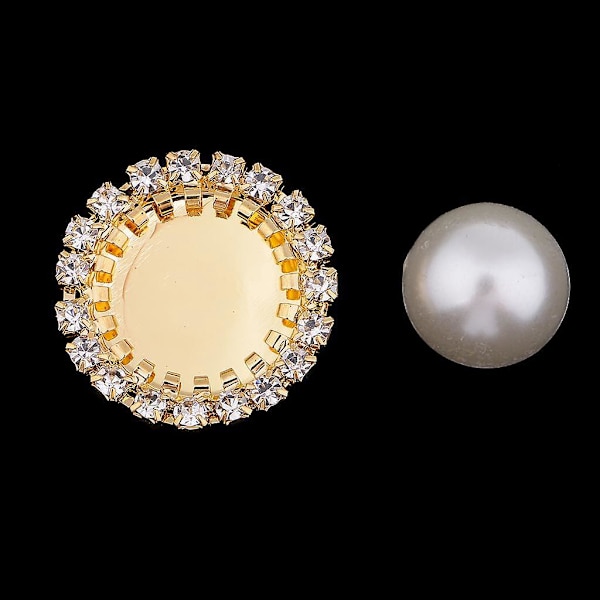 5 Stycken Flerfärgade Flatback Rhinestone Knapp Klädsel Utsmyckningar Guld