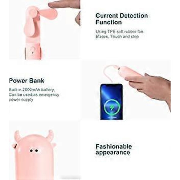 Kannettava tuuletin, USB-tuuletin Mini-käsituuletin paristoilla, pöytätuuletin virtapankilla