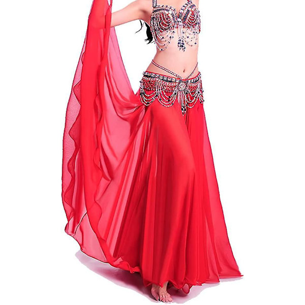Blå Chiffon mavedans nederdel - 85 cm længde, festivaltøj, stor sving