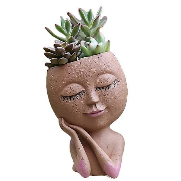 Funny Resin Head Planter for Succulents - Unique Nose Face Pot for Indoor and Outdoor Gardens, Courtyards, and Bathrooms