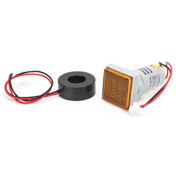 AD16‑22FVA 2-i-1 Voltmeter Amperemeter Spenningsstrømmåler Tester Måleindikator Gul