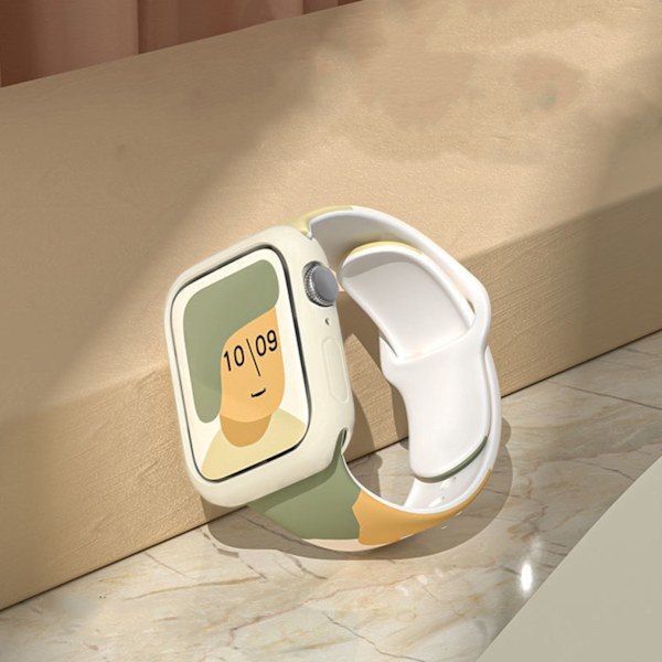 Silikonklokkebånd erstatning fargeutskrift Hurtigutløsing armbåndsurrem for IOS Watch 6 7 Yoghurt Green 38/40/41MM