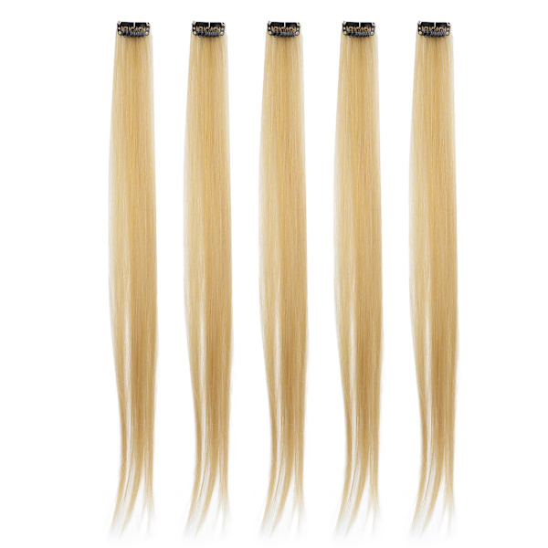 5kpl Clip in Hairpiece Värilliset suorat hiuspidennykset Clip Hiuslisäkkeet juhliin CosplayFlaxen