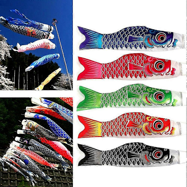 Japansk Nobori Koinobori Karpe Streamer Vindpose Fisk Flag Drage - 55cm Boligindretning Blå
